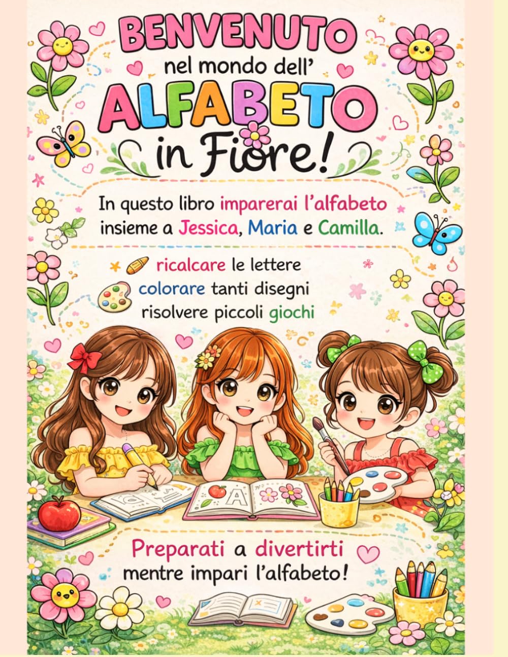 Alfabeto in Fiore: Colora e impara con Jessica, Maria e Camilla