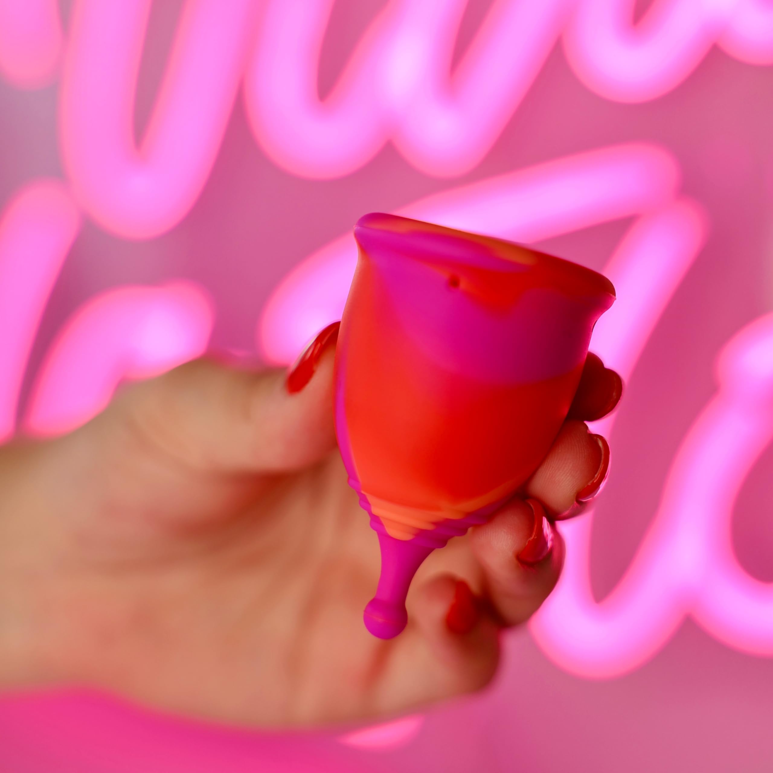 Reusable Menstrual Cup -100% Medical Grade Silicone - No Metals or Toxins - Soft & Comfortable Period Care - Leak Free - 10 Hours of Protection - Size AA-Rose Rage