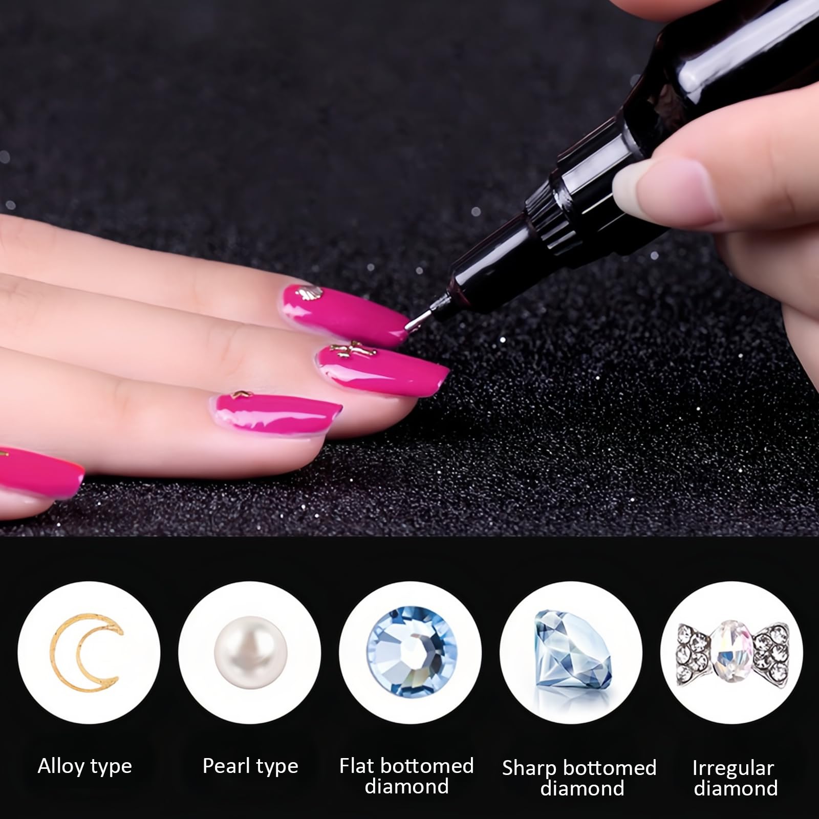 2 Piezas Pegamento de Diamantes de Imitación para Uñas, Gel UV Adhesivo para Manicura, Pegamento Joyas Uñas para Pedrería con Punta de Pincel para Salones de Uñas Entusiastas del Bricolaje, 10ml