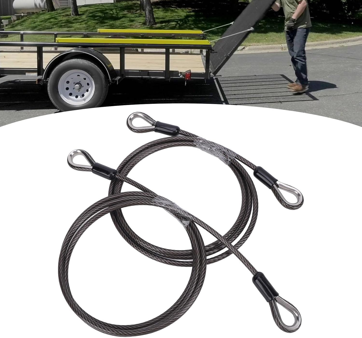 2 Pcs Trailer Gate Lift Cables with EZ Spring High Strength Easy Installation Safe 125542 for Gorilla Trailer Tailgate Lift