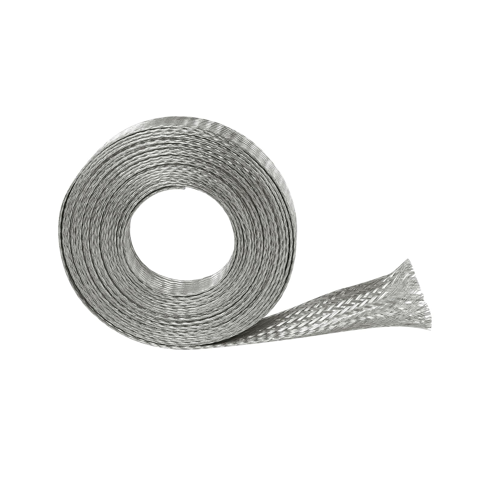 Tinned Copper Braid Cable Wire Shielding Sleeve Ground Straps Protection Flat Metal Mesh Flexible Expandable (9/16 in Wide(0.36 in Dia)-15ft)