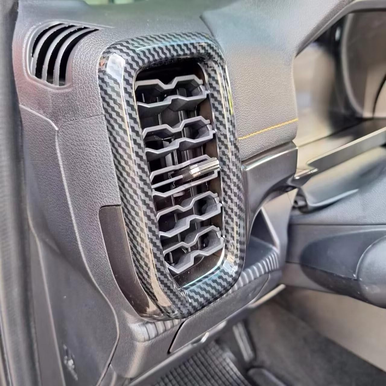 Korlot Carbon Fiber Style Center Console Navigation Panel Dashboard Air Vent Cover Trim Accessories for 2024-2026 Ford Ranger (for 10 inch Screen)