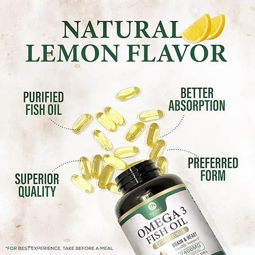 Miniatura 6 de Pastillas de aceite de pescado Omega 3 de 2400 mg – Suplementos de aceite de pescado Omega 3 de triple fuerza – Los mejores ácidos grasos EPA y DHA