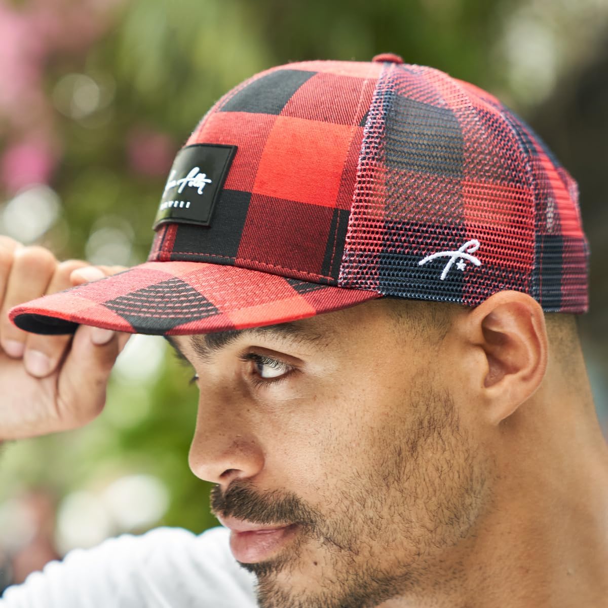 Grace Folly Trucker Hat for Men or Women- Many Cool Designs (Red Plaid) - Image 4