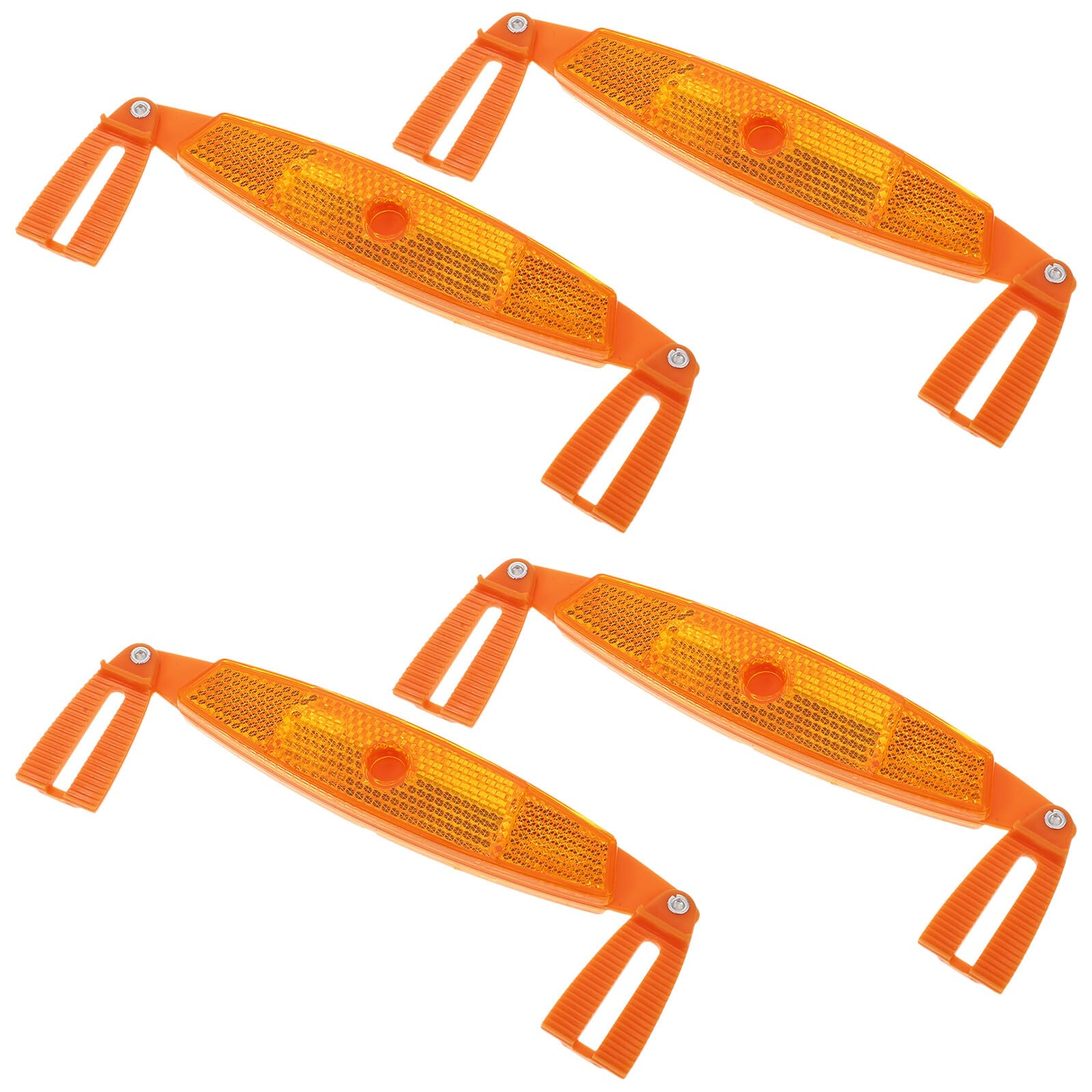 DECHOUS 4pcs Orange Plastic Bike Wheel Reflectors Spoke Strips with Screws, Large Foldable Reflective Warning Strips for Mountain, Road, and Motorcycle Wheels, Night Riding Safety