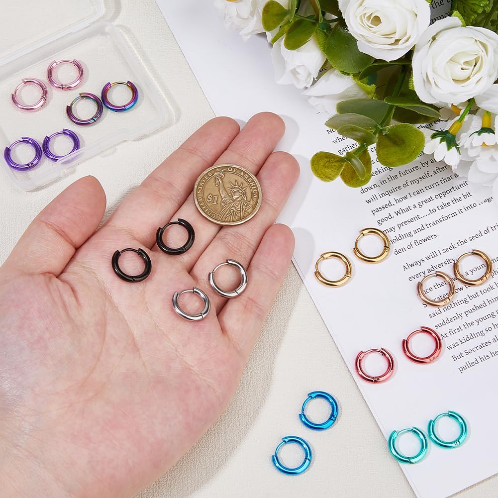 DICOSMETIC 20Pcs 10 Colors Small Hoop Earring 14x15.5mm Huggie Hoop Earrings Colorful Hoop Earrings 304 Stainless Steel Earrings Set Cute Statement Earrings Fashion Jewelry for Women - Image 3