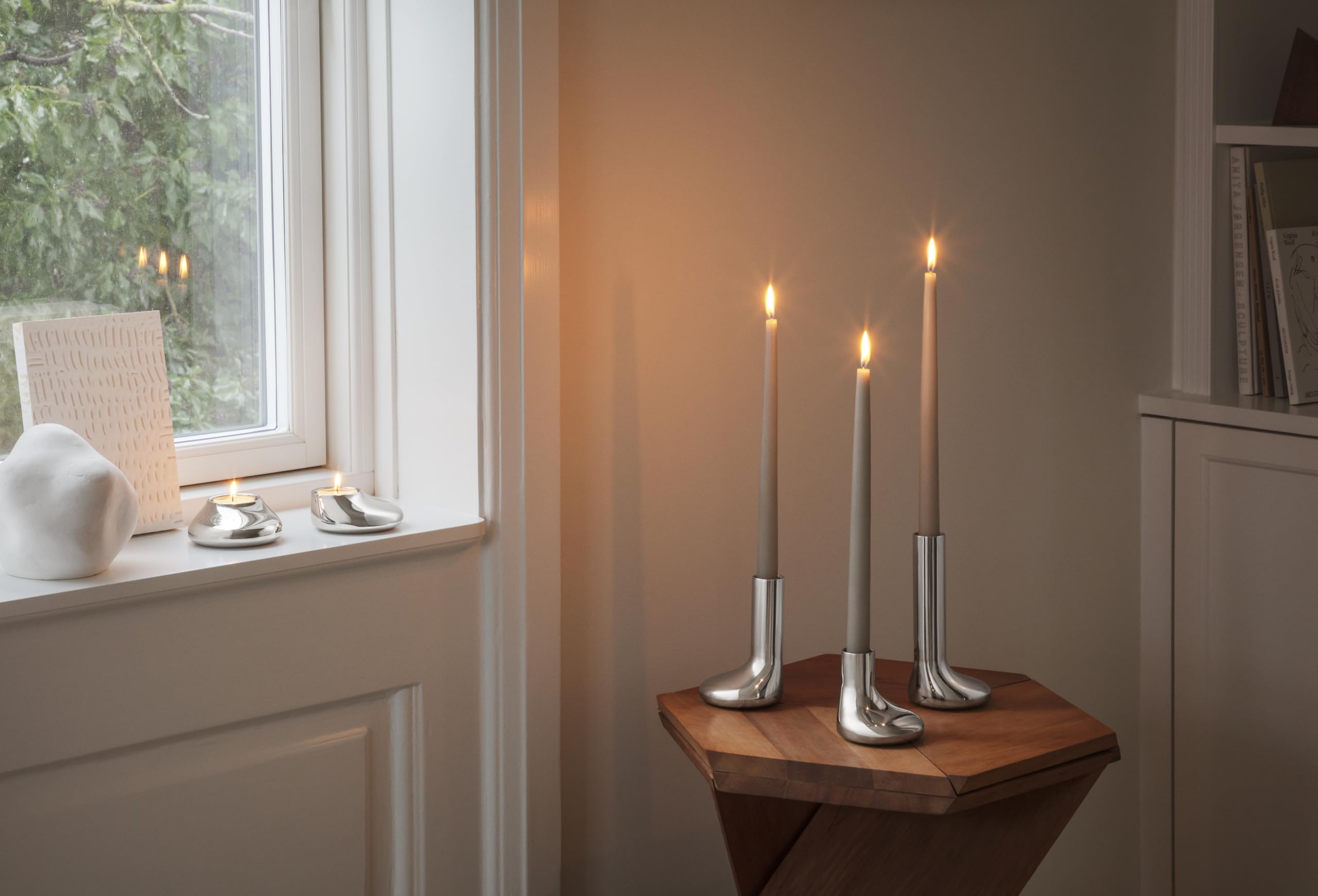 EVA SOLO | Mellow Kerzenhalter-Set 3 St. (8, 12, 16 cm) Edelstahl | Kleiner Kerzenständer, Glänzende Oberfläche, Entspanntes Licht | für Echte oder batteriebetriebene Kerzen | Dänisches Design | Steel