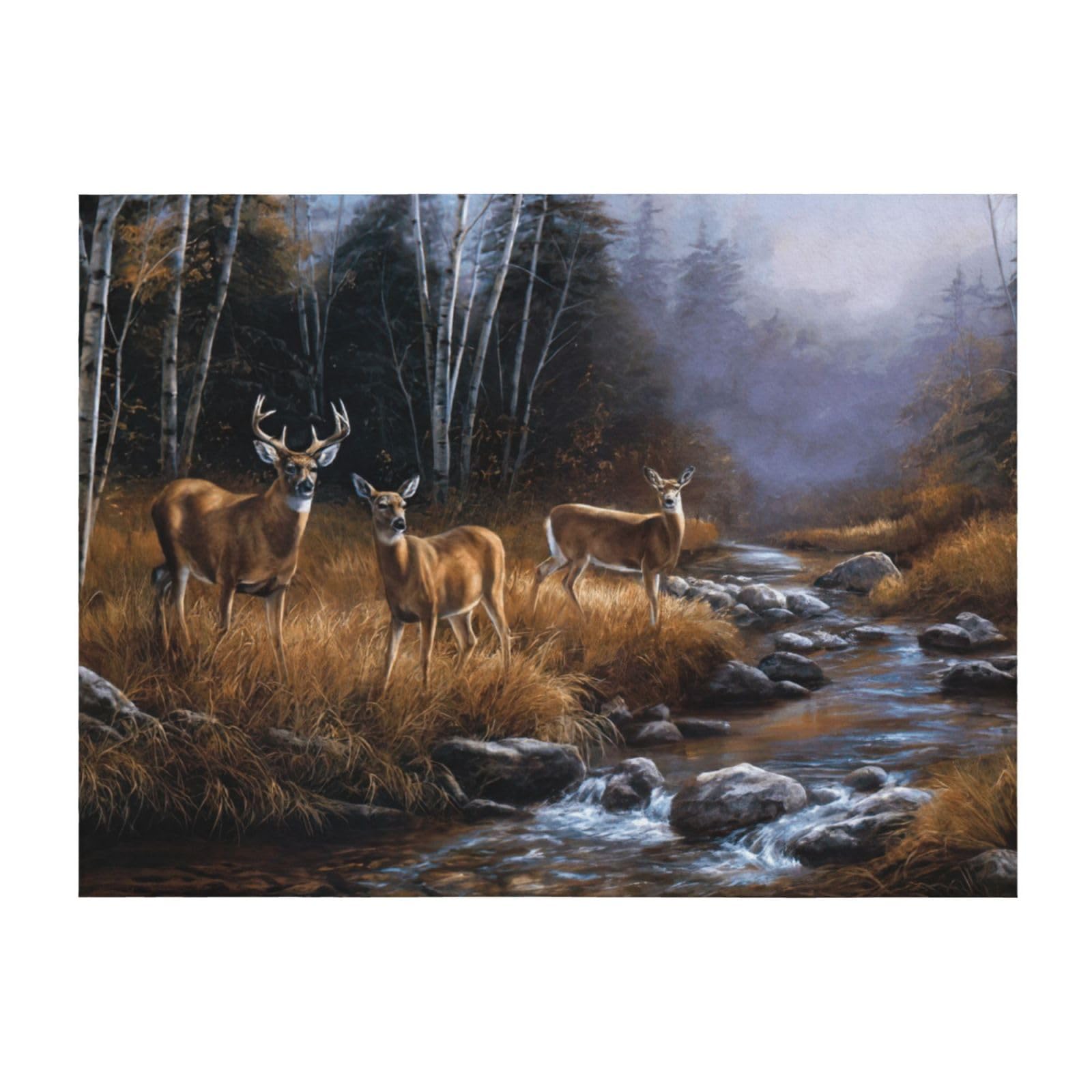 Couverture légère imprimé cerf pour lit et canapé quatre saisons