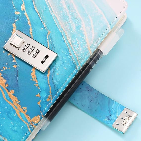Diary with Lock for Girls Boys and Women Lockable Leather Journal with Combination Lock Refillable Lined Paper Locking Diaries A5