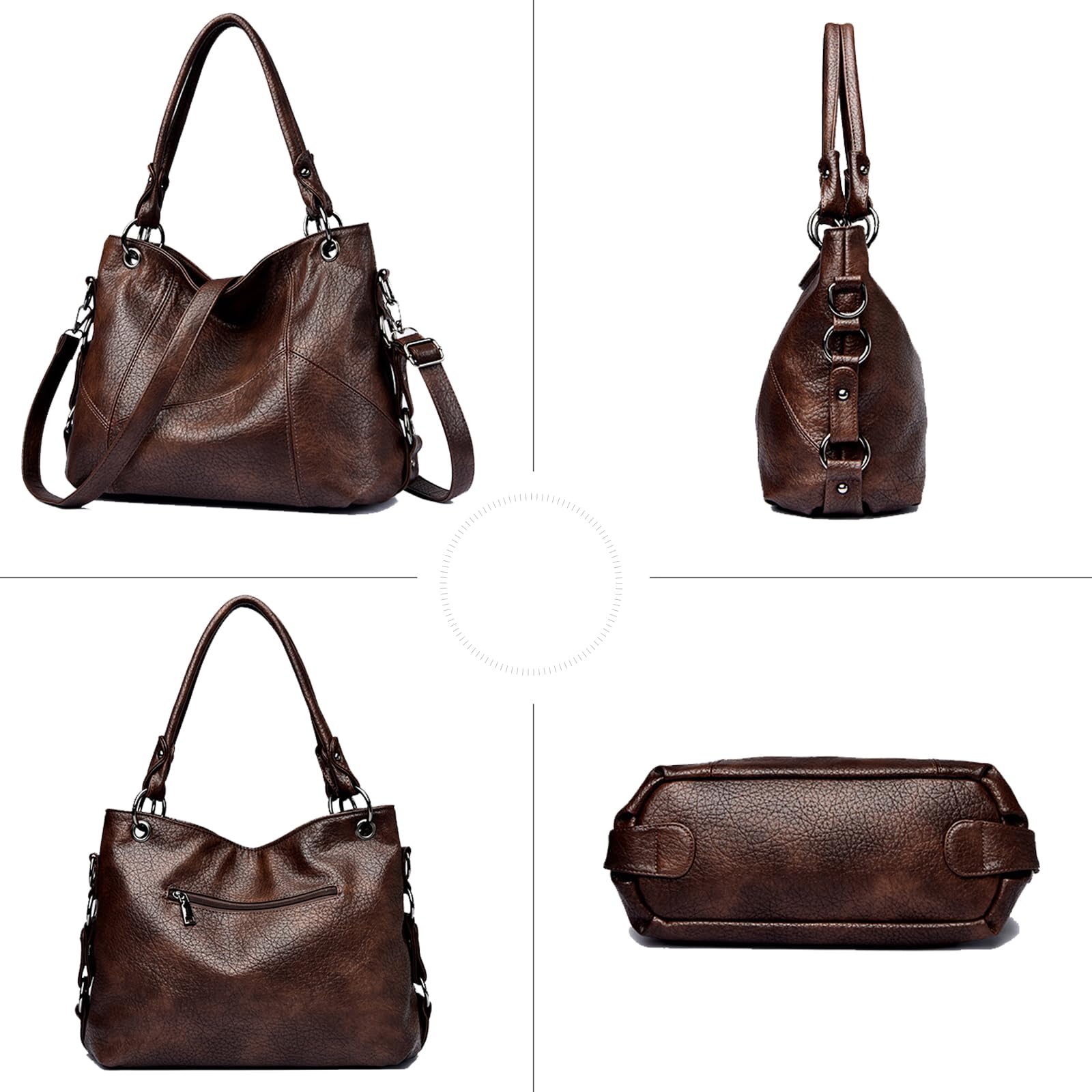 Bolso de mano Mujer Cuero PU Bolso Bandolera Gran Capacidad Bolso de hombro