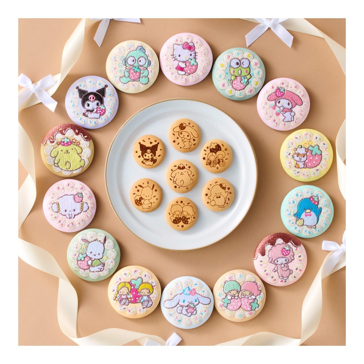 Amazon | サンリオキャラクターズ 刺繍缶バッジビスケット4 12個入り