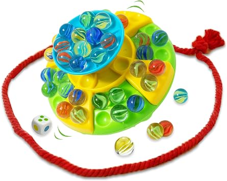 Marble Balance Game 60 Colorful Glass Marbles, 3-Tier Wobble Board, 14 Players | Screen-Free Family Game for Kids Ages 6+ | Birthday, Easter