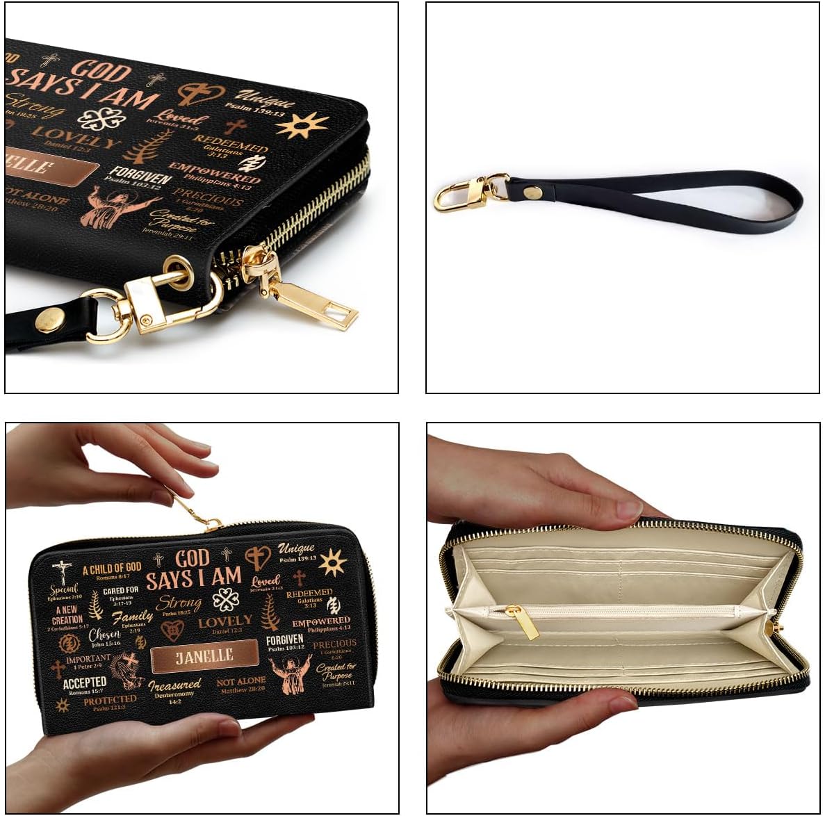 Sistabag Personalized Leather Wallet For Women - God Says You Are - African Pride Woman Clutch Purse - Gifts For Black Women African Queen - Black Girl Bag Purse