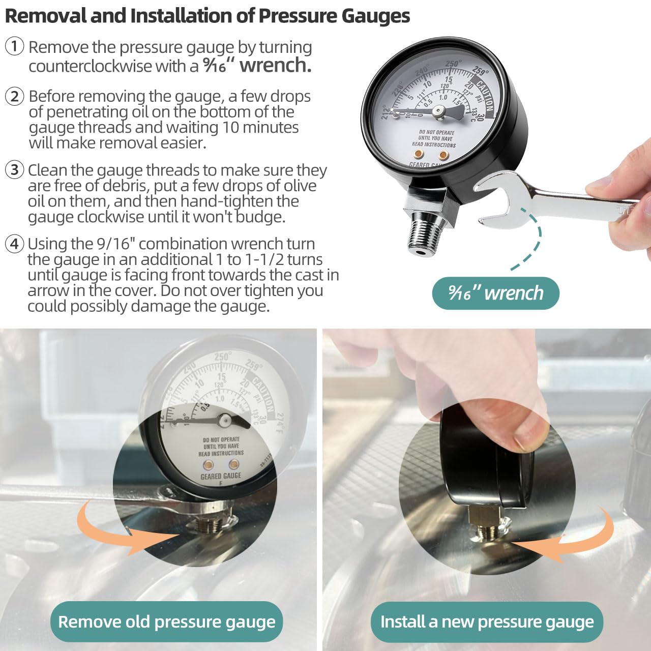 Pressure Dial Gauge Compatible with 1930 Pressure Canner/Cookers - Accurate & Easy to Read Steam Pressure Gauge Parts for 910 915 921 925 930 941 Pressure Cookers Canners