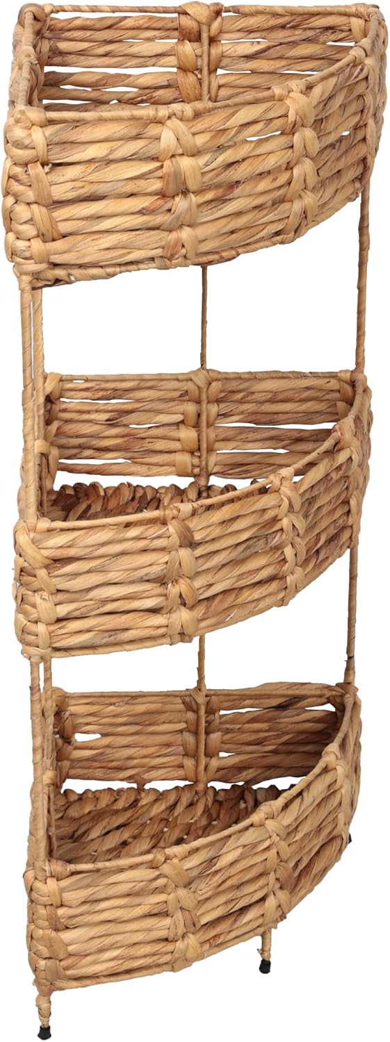 happimess Lavish 3-Tier Corner Storage Rack 32.5" Water Hyacinth, Natural