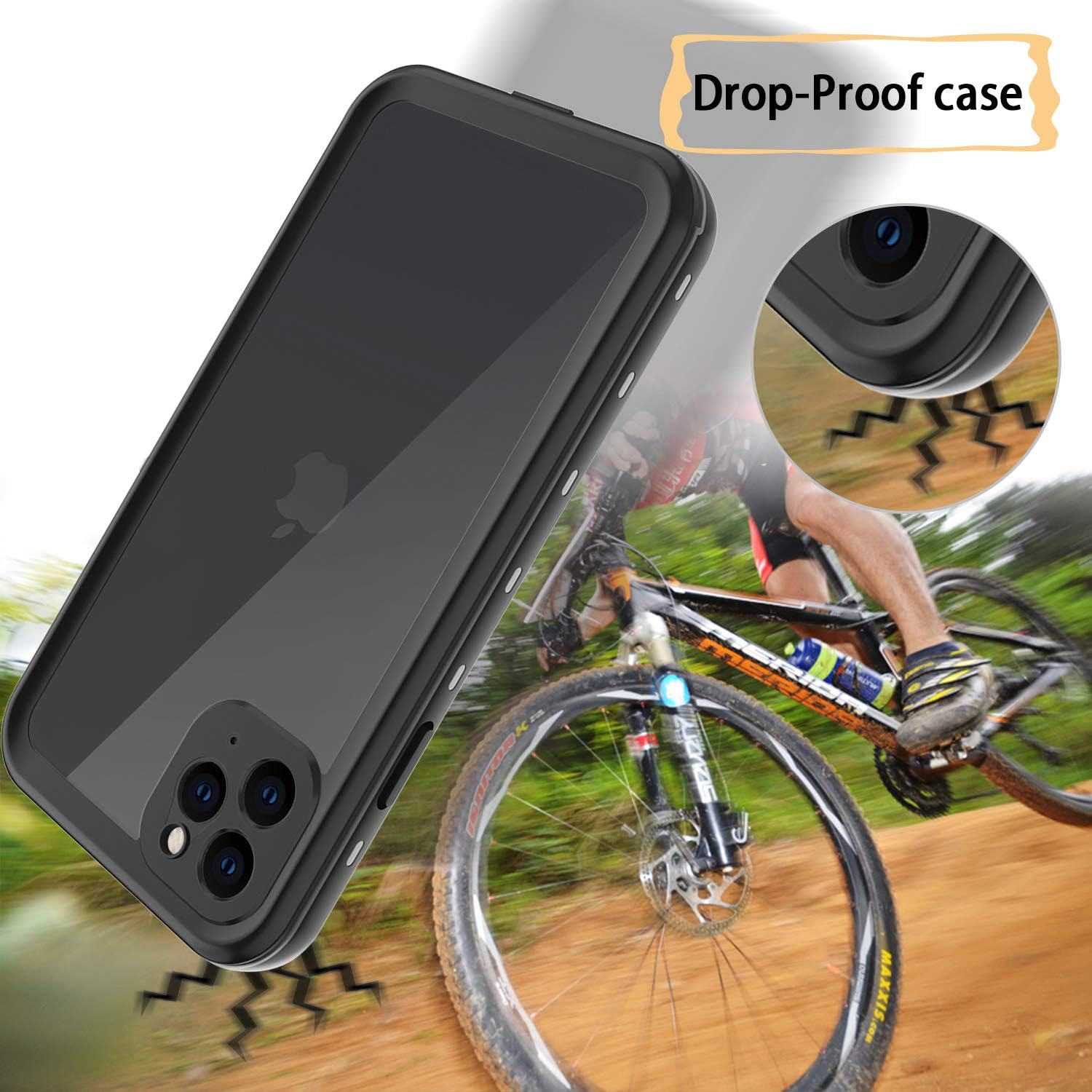 Waterproof Phone Case Compatible with iPhone 11 Pro Max, IP68 Waterproof Shockproof Dust-Proof Phone Case with Built in Screen Protector, Full Body Protective Case (Black, iPhone 11 Pro Max) - Image 4