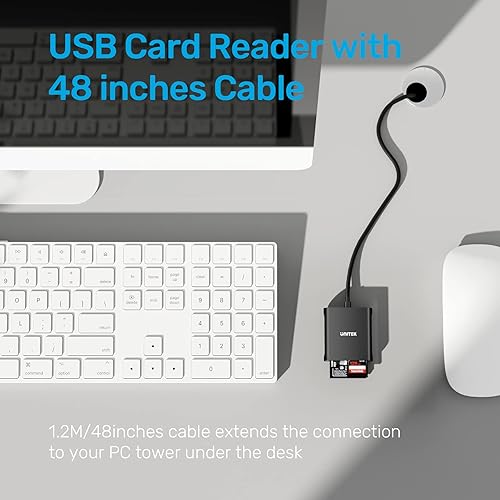 Miniatura 5 de Unitek - Lector de tarjetas de aluminio 3 ranuras lectura simultánea 12 m  Negro  USB-A S