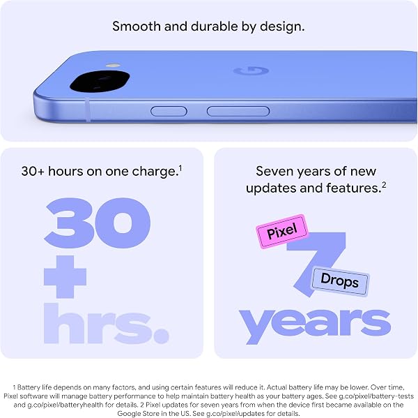 Google Pixel 10a - 7 years of new updates and features, 30+ hours battery, Camera Coach, Gemini Live, Pixel Safe - Obsidian, 128GB - 5