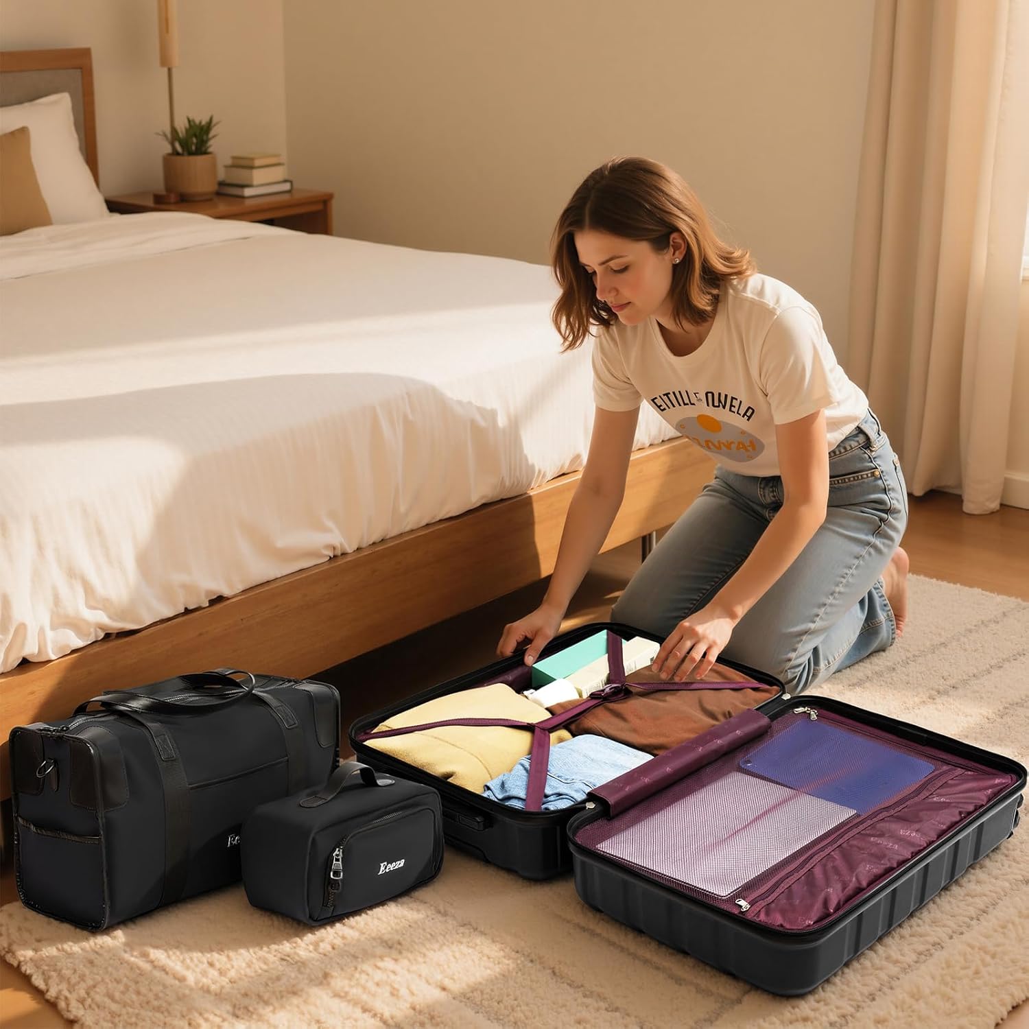 Luggage Sets 5 Piece,Suitcases with Wheels, Hard Case Luggage with Detachable Spinner Wheels,Carry On Luggage Set (5 Piece Sets (20"/24"/28"/DB/TB))