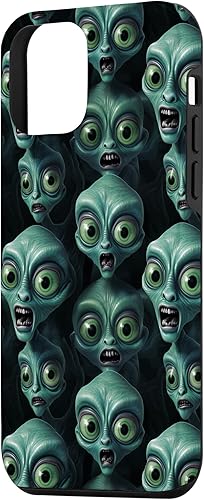 Vista 29 de iPhone 14 Pro Max Trippy Green Cool Alien Funny Party Faces Outer Space Aliens Case