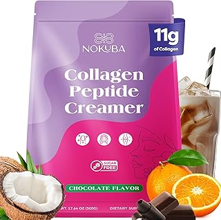 Collagen Protein Coffee Creamer Powder, Marine Collagen Peptides with Coconut Mct Oil for Hair Skin & Nails Support, Non Dairy, Sugar Free, Keto Friendly, Chocolate Flavor, 500g (20 Servings)