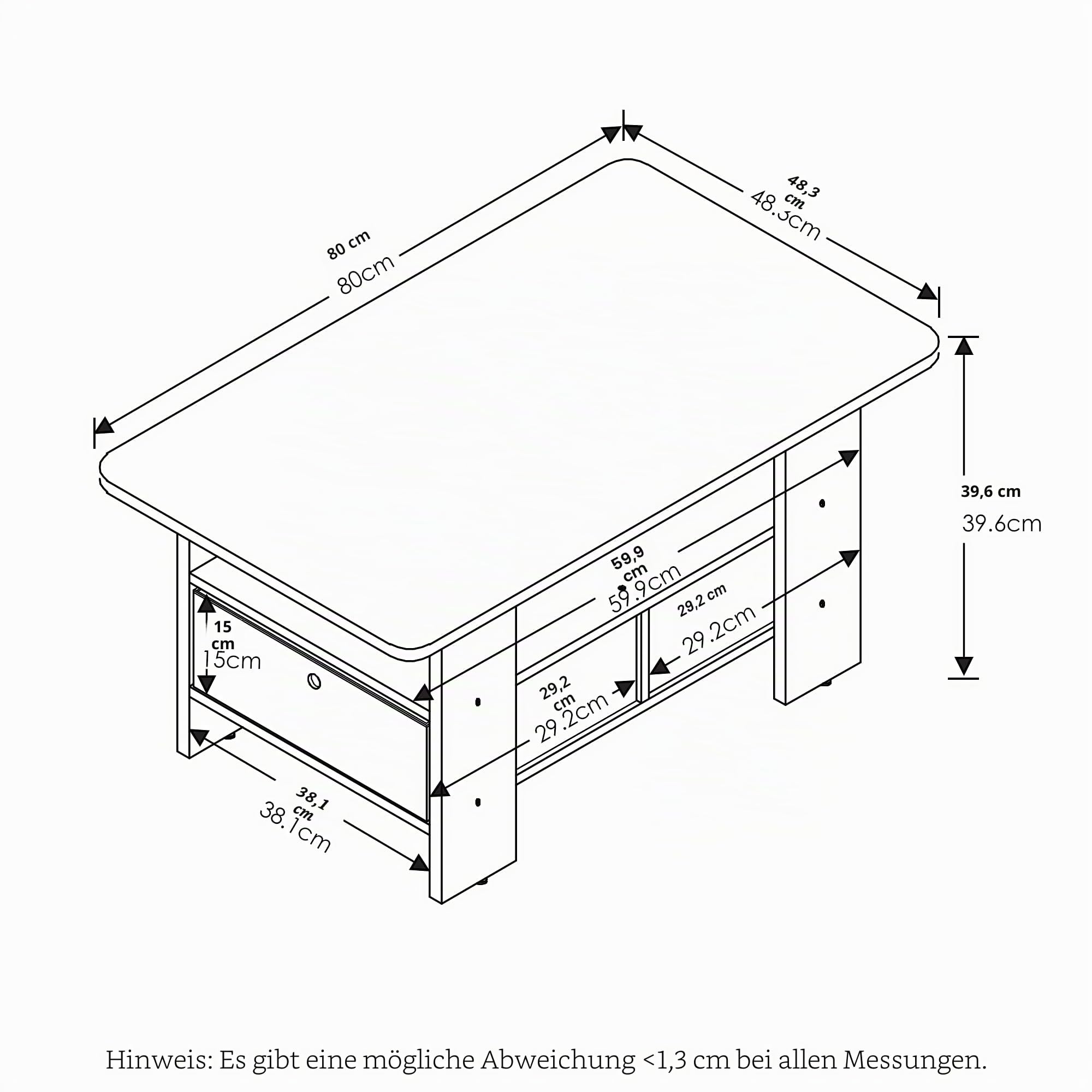 Furinno Andrey Couchtisch mit Schublade – Moderner Wohnzimmertisch, Couchtisch Holz in Bernsteinkiefer/Schwarz, Praktischer Beistelltisch für Wohnzimmer & Home Office