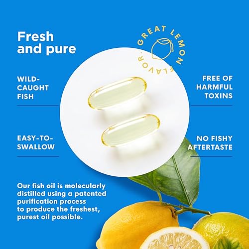 Miniatura 4 de Aceite de pescado omega-3 para ojos secos articulaciones corazón y cerebro sin eructos a pescado sabor natural a limón  EPA y DHA de alta