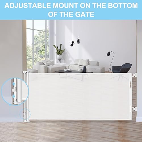 Miniatura 5 de Puerta de bebé de 80 pulgadas de ancho para escaleras que evita que los niños y mascotas atraviesen las puertas de seguridad retráctiles al aire