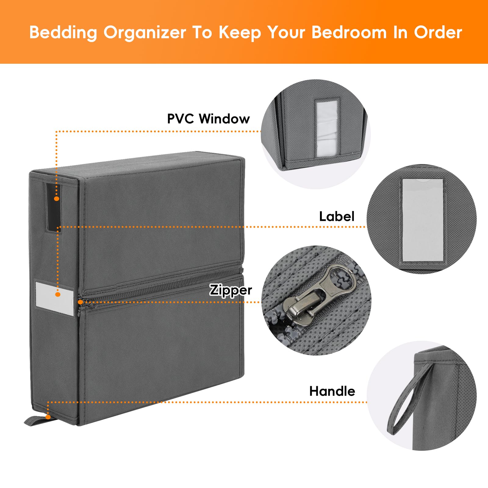 Set Da 4 Organizer Per Lenzuola Pieghevoli Con Finestra Trasparente – Per Biancheria Queen/King