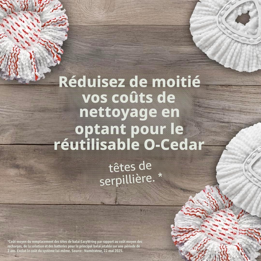 O-Cedar Easywring Ensemble Comprenant Un Balai serpillère en Microfibre, Un Seau de Nettoyage pour sols et 3 recharges supplémentaires