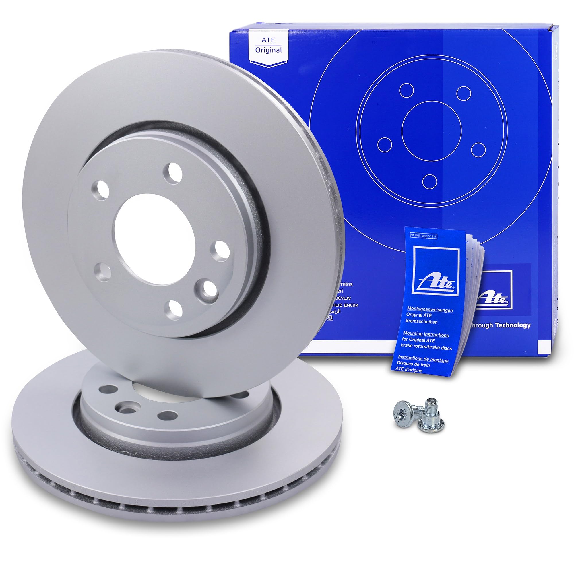 ATE Bremsenset inkl. Bremsscheiben vorne Ø 308 mm belüftet + hinten Ø 294 mm belüftet und Bremsbelägevorne + hinten und Warnkontakt Kompatibel mit VW CALIFORNIA Camper, MULTIVAN, TRANSPORTER T5 + T6