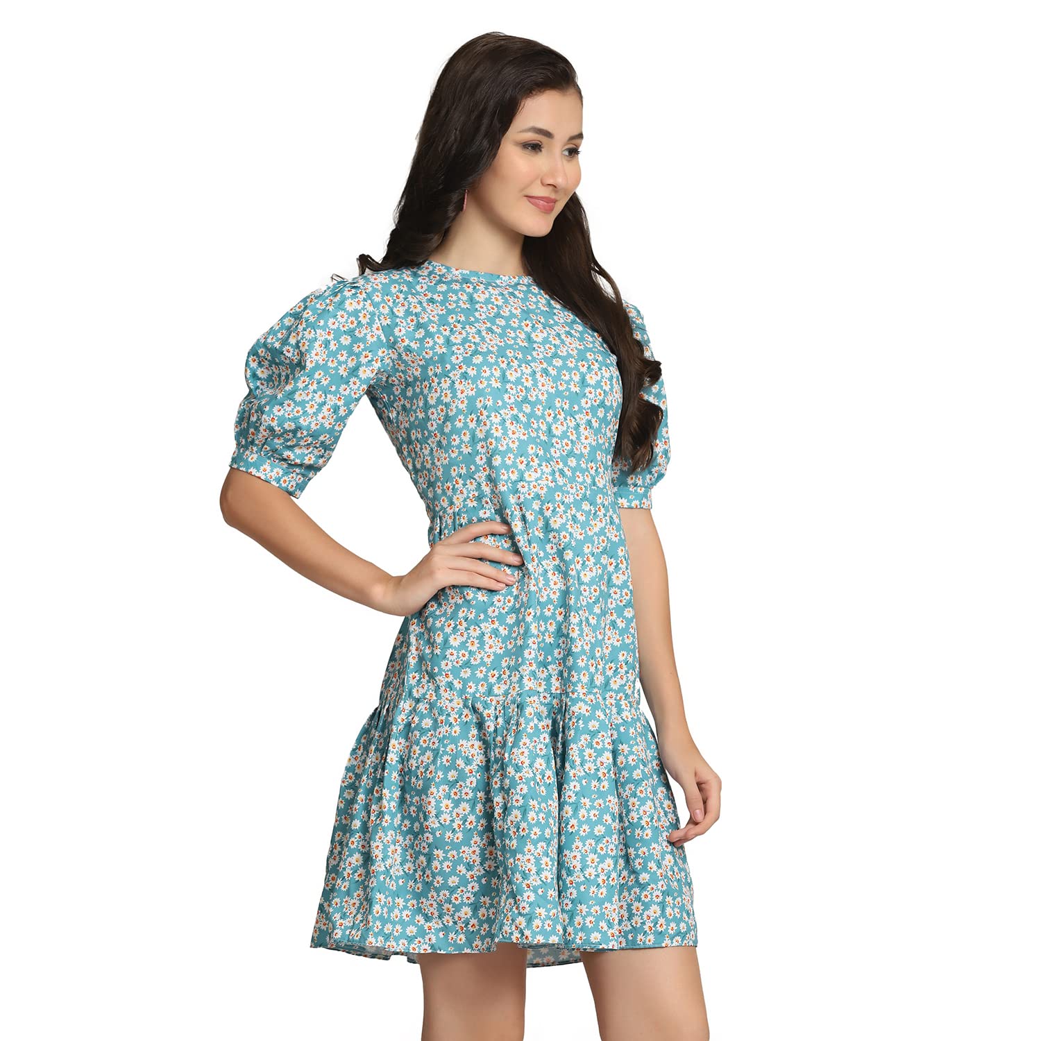Dhruvi Trendz Womens Rayon Women Western Dresses Regular Fit A-Line (Dt-Wd1037_Skyblue_3Xl)