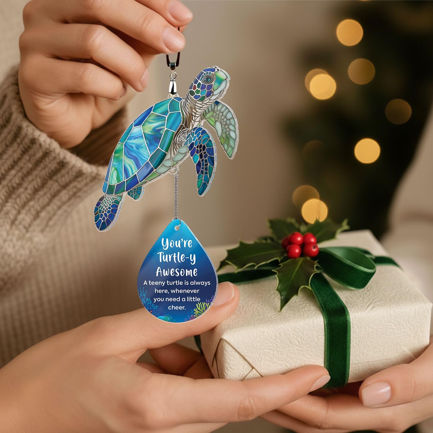 Sea Turtle Christmas Birthday Gifts for Women Men Grandkids - Stocking Stuffers for Teen - Inspirational Stuff Things - Beach Gifts for Mom, Grandma, Daughter, Friendship Presents - Turtle Desk Decor