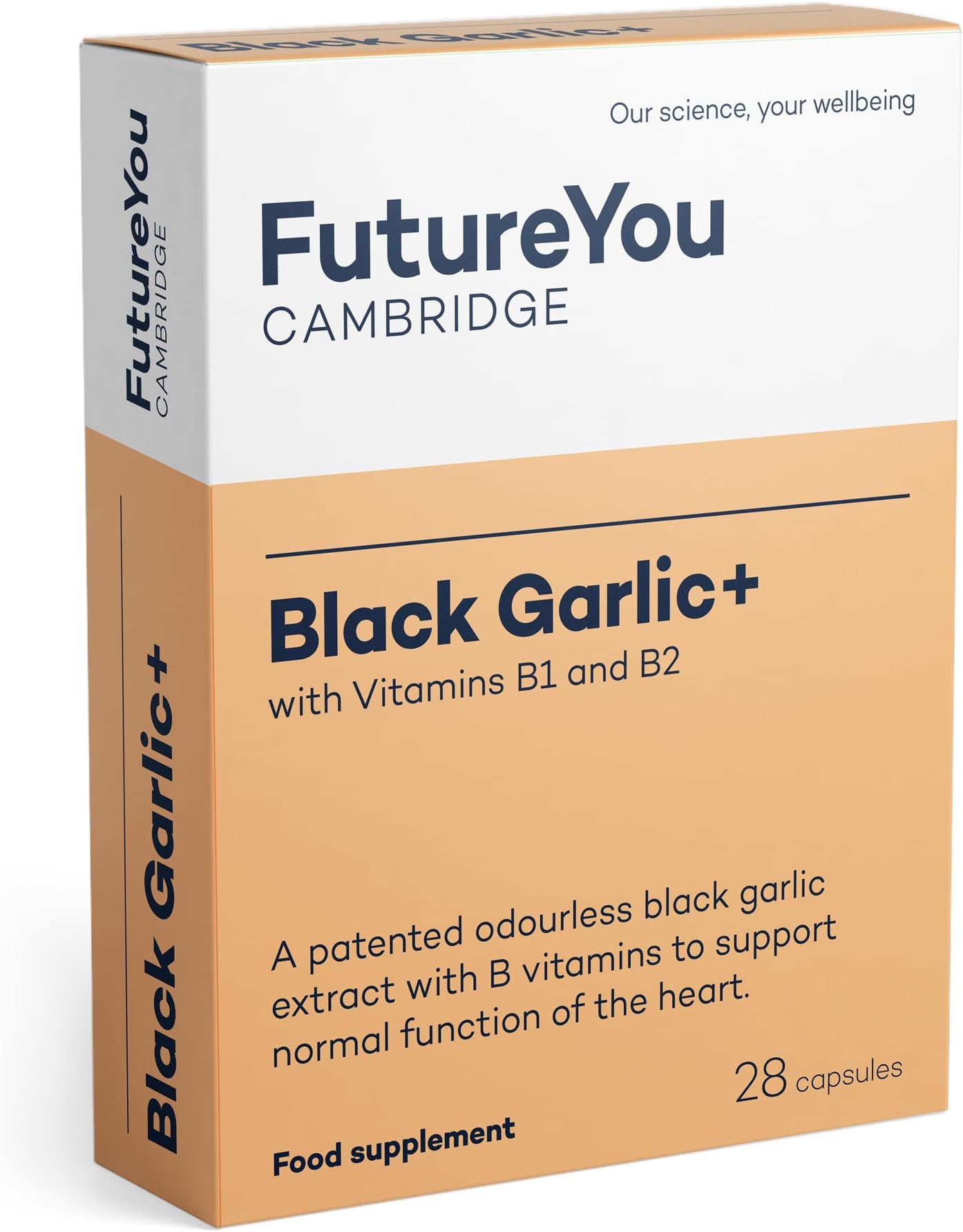Black Garlic+ (28 Odourless Capsules). Heart Health Supplements. Garlic Capsules Odourless High Strength for Healthy Cholesterol - Genuine FutureYou Cambridge Supplements