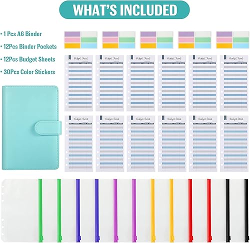 Miniatura 2 de Carpeta organizadora de presupuesto, planificador de sistema de efectivo A6 para presupuestos de recibos de dinero, cuaderno de piel sintética, 12