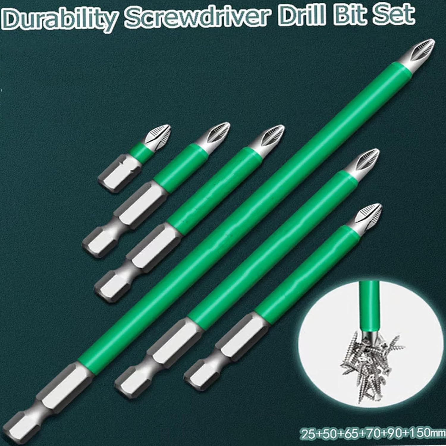 Strong Magnetic Durability Screwdriver Drill Bit Set, Anti-Slip Magnetic Electric Screwdriver Set, Electric Precision Screwdriver Set, Universal 25/50/65/70/90/150mm Drill Bit Set (E)