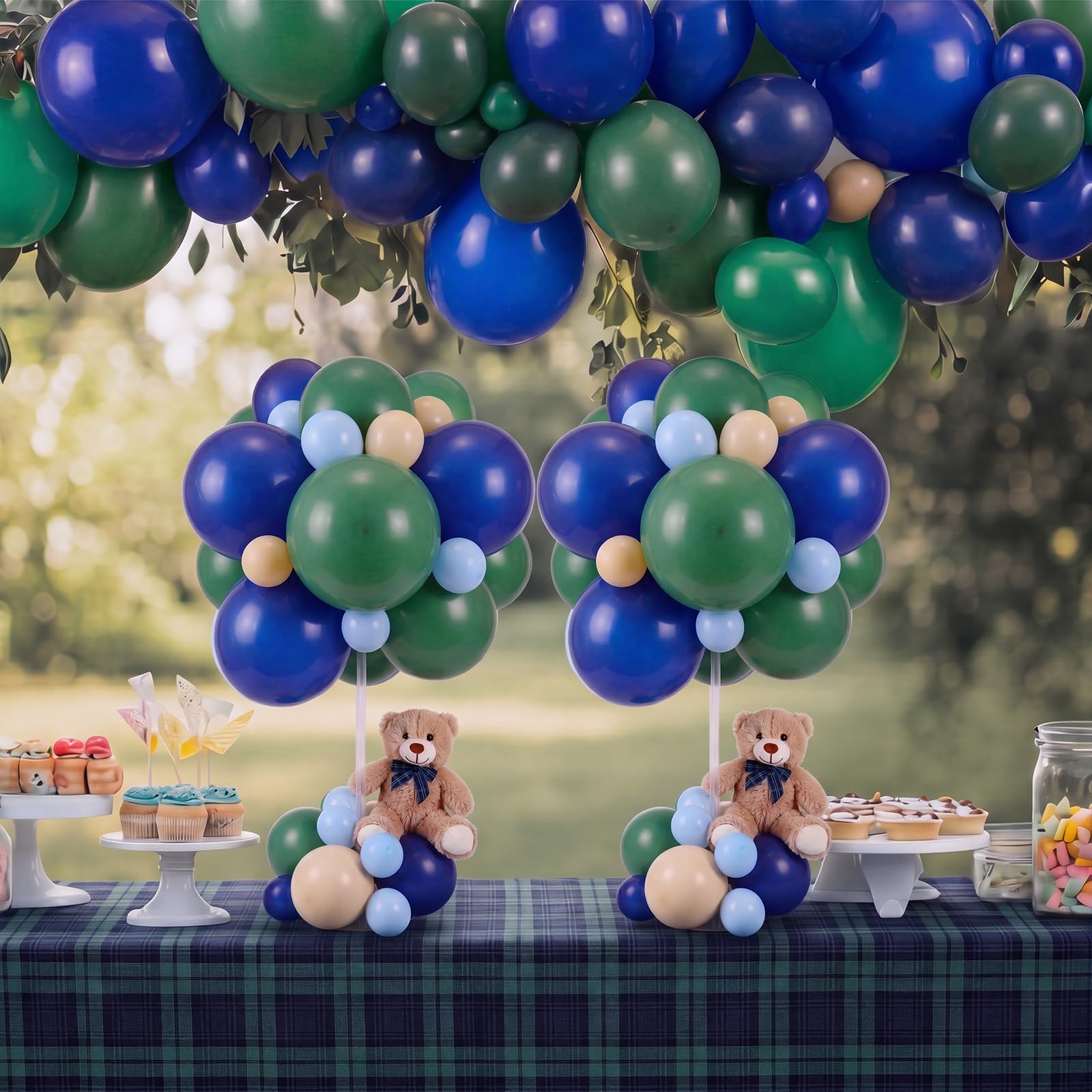 Foilswirl 213-teiliges Set mit 5 Bären-Ballon-Tischaufsätzen, 200 Luftballons mit Ständer, Tischdekoration für Geburtstag, Hochzeit, Babyparty, Geschlechtsoffenbarung