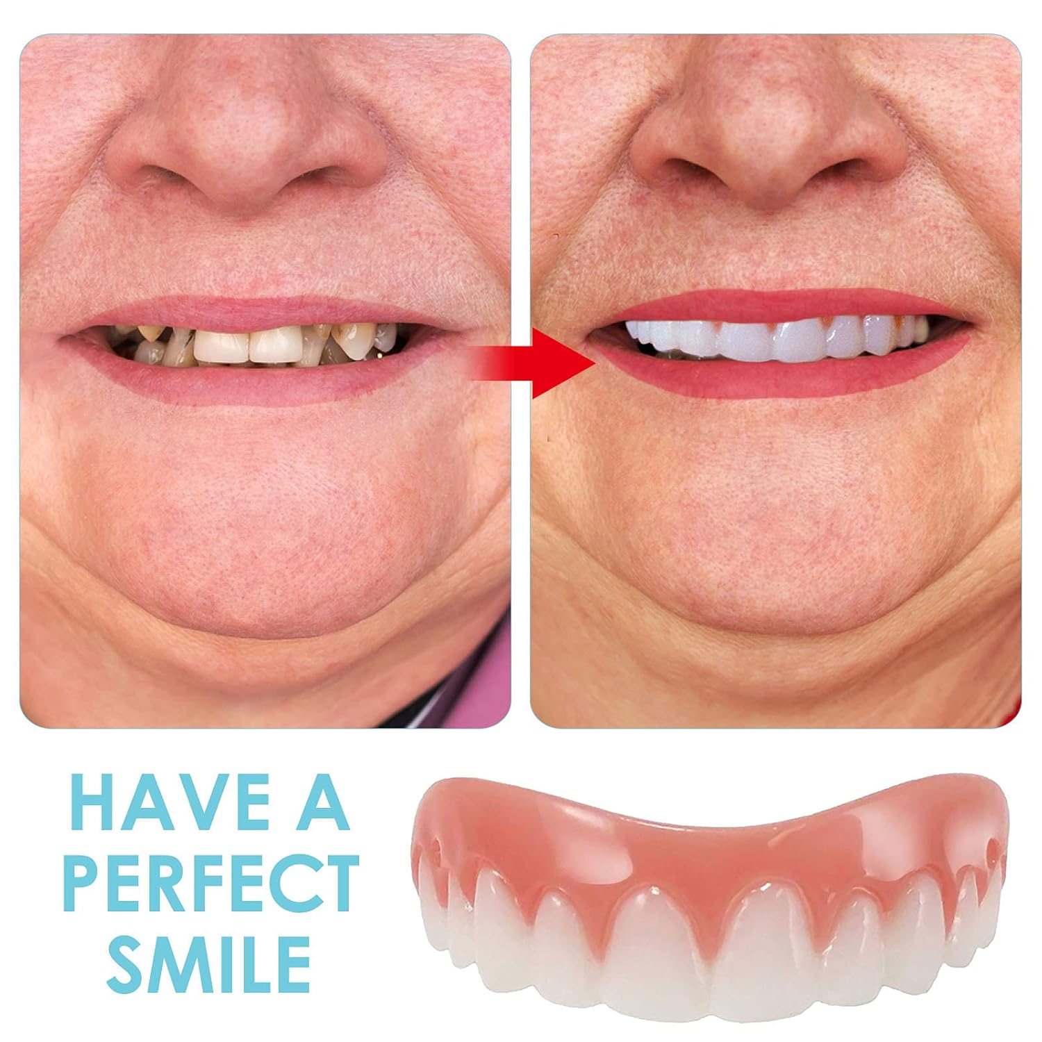 2 Pack,Cosmetic Teeth,Comfortable Upper jaw Denture,Protect Your Teeth and Regain Confident Smile,One Size Fits Most : Beauty & Personal Care