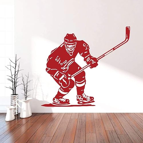 Miniatura 2 de Hockey Wall Decor - Personalized Player With Stick - Vinyl Sticker For Teen, Boy's Bedroom or Playroom - Sports Decorations