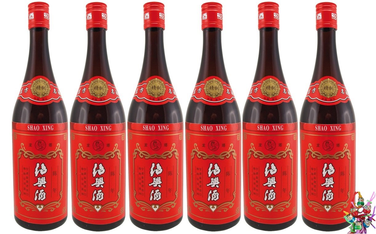 [ 6x 750ml ] SHAO XING Alkoholhaltiges Reisgetränk alc. 14% vol + ein kleiner Glücksanhänger gratis