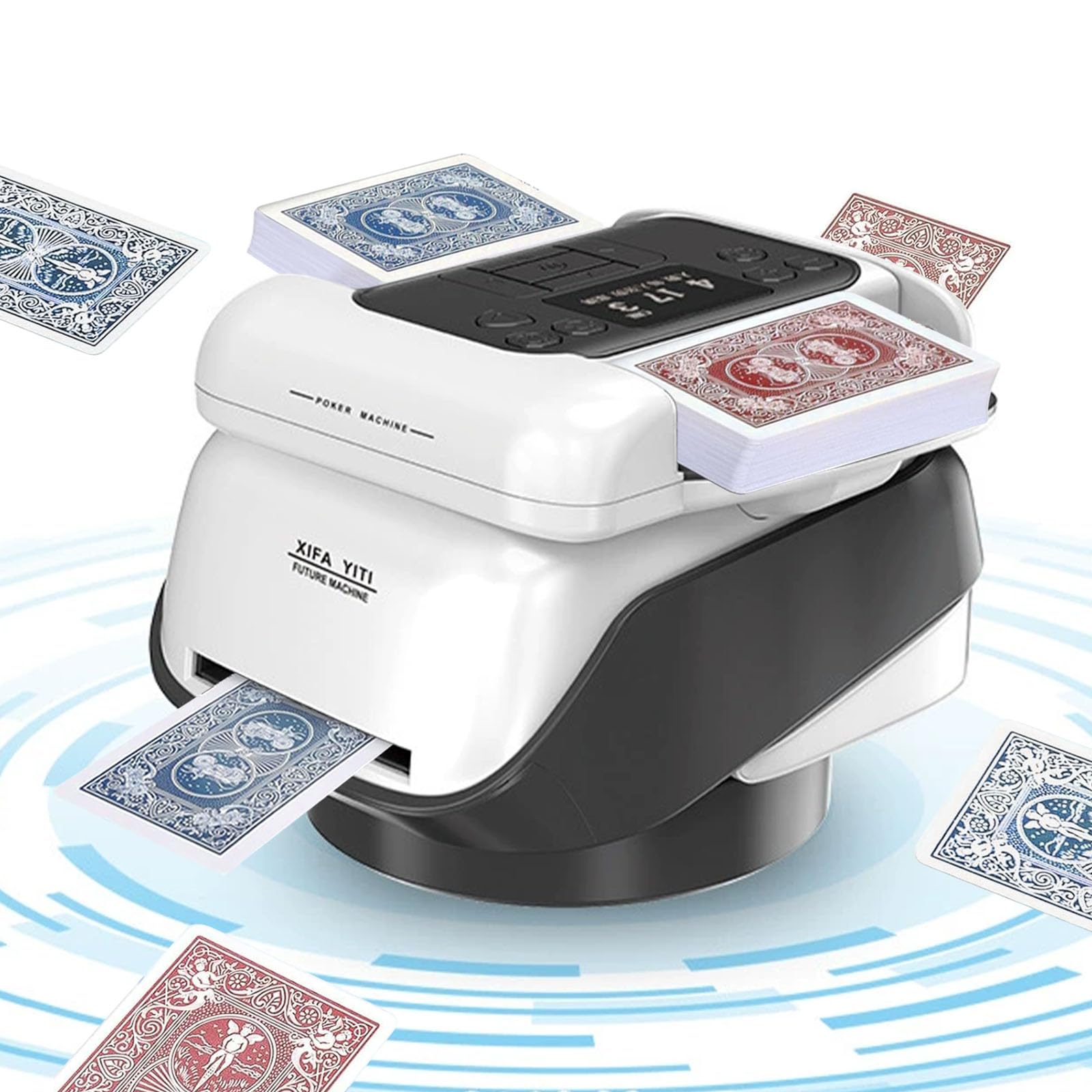 Polegas 2-in-1Automatic Card Shuffler and Dealer Machine,Support 2-8 Players,360°Rotating,Rechargeable Cards Shufflers for UNO Poker