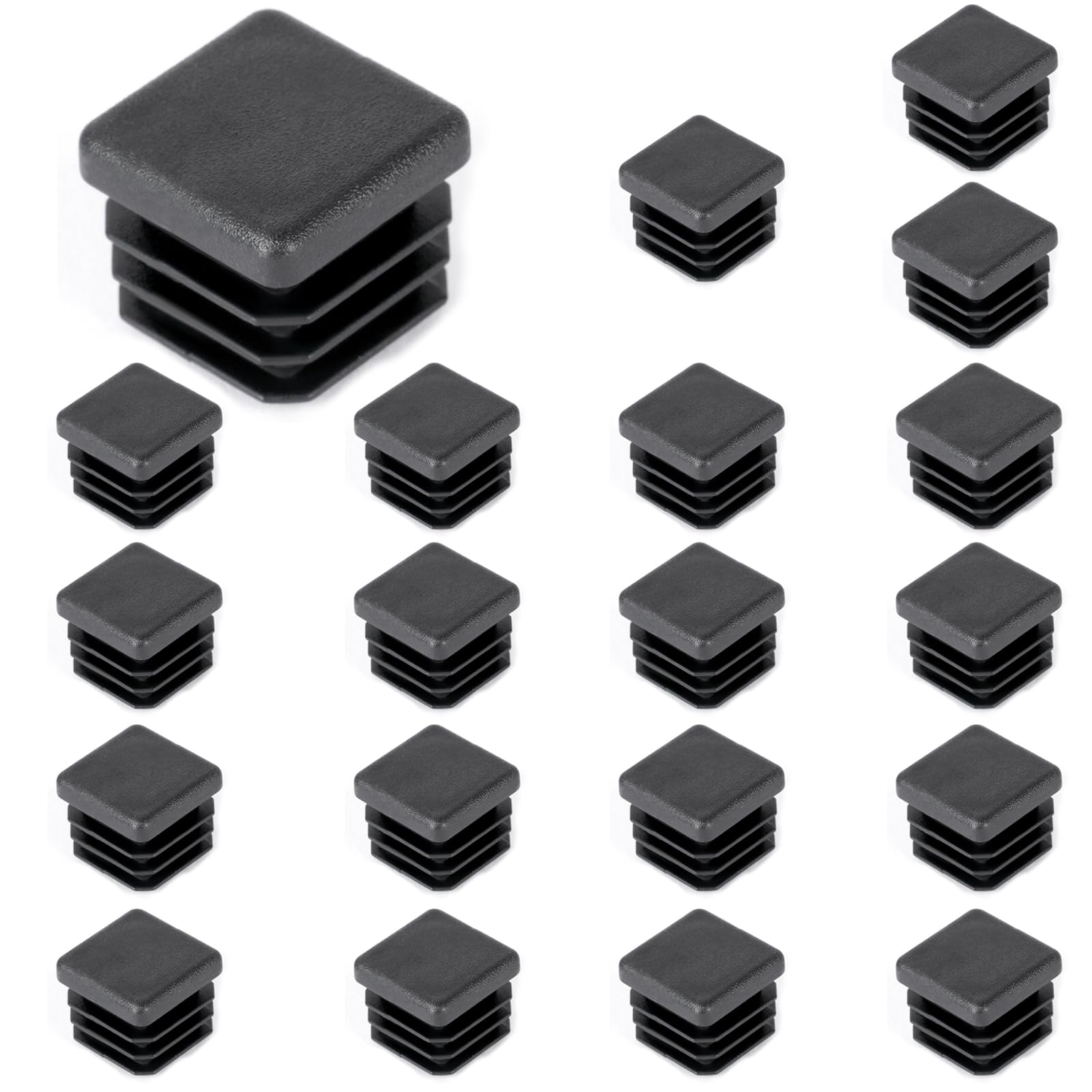 SyiXute 30 Pièces Bouchon Pour Tuyau Carré,20 * 20 Mm Pied De Chaise Tube Carré,Embout Tube Carré Noir Bouchon,Capuchon Pour Poteau Carré En Plastique