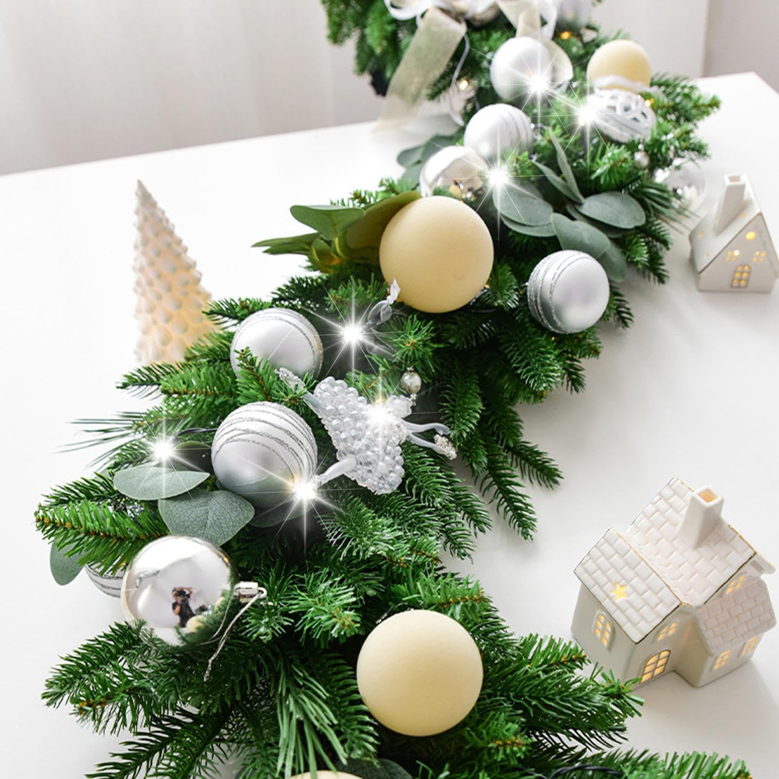 Künstliche Weihnachtsgirlande Wiederverwendbare rustikale Gartendekoration | Weihnachten Szenen-Requisiten für Balkon, Kamin, Haustür und