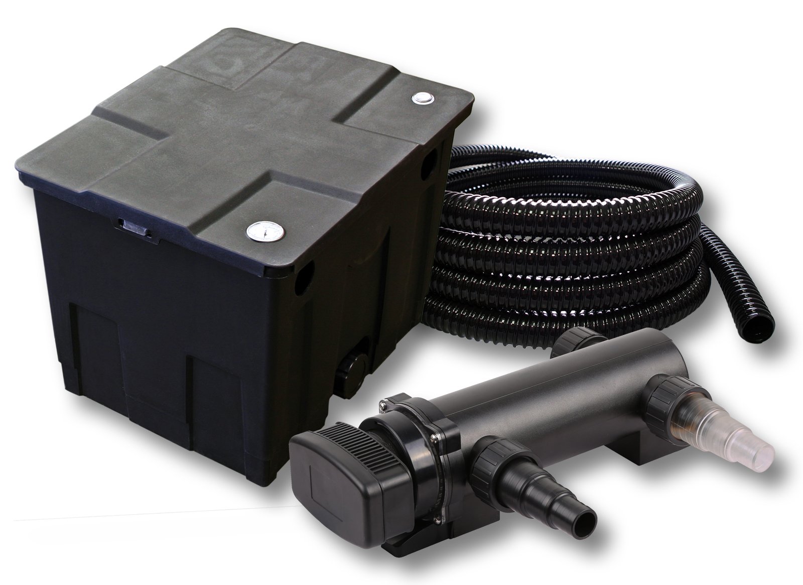 SunSun CBF-350 Teichfilter bis 12000 L Durchlauffilter CUV-318 UVC Klärer 18W 5m Schlauch 25 mm