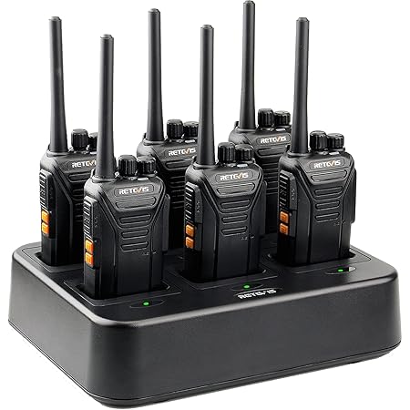 Retevis RT27 Walkie Talkies for Adults,Two Way Radios Long Range,22 Channels VOX Hands Free Local Alarm,Compact 2 Way Radio (6 Pack) with Six-Way Charger Base,Restaurant Job Site Construction