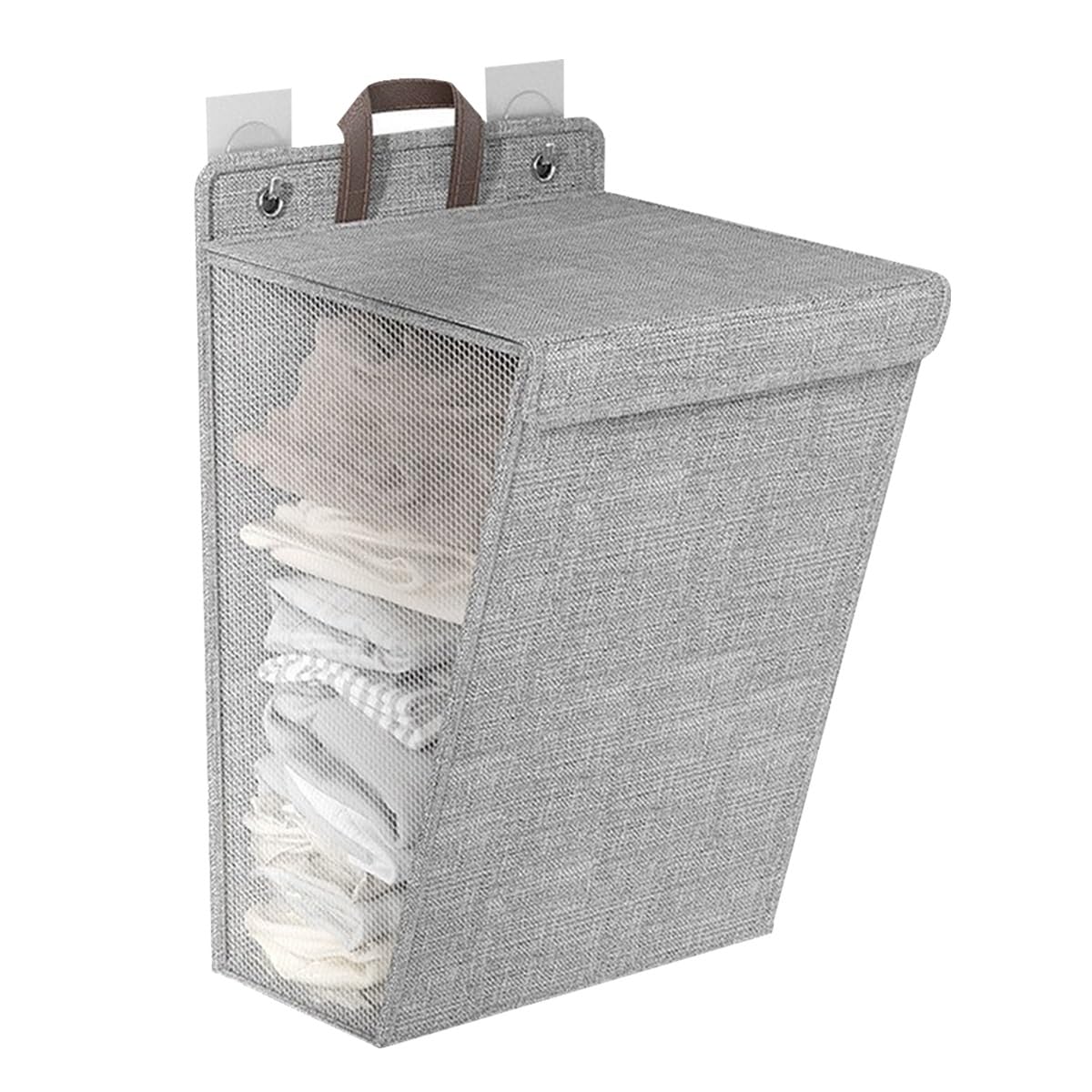 Folding Laundry Basket Household Storage,Wall-mounted foldable with lid Hanging Mounted Dirty Clothes