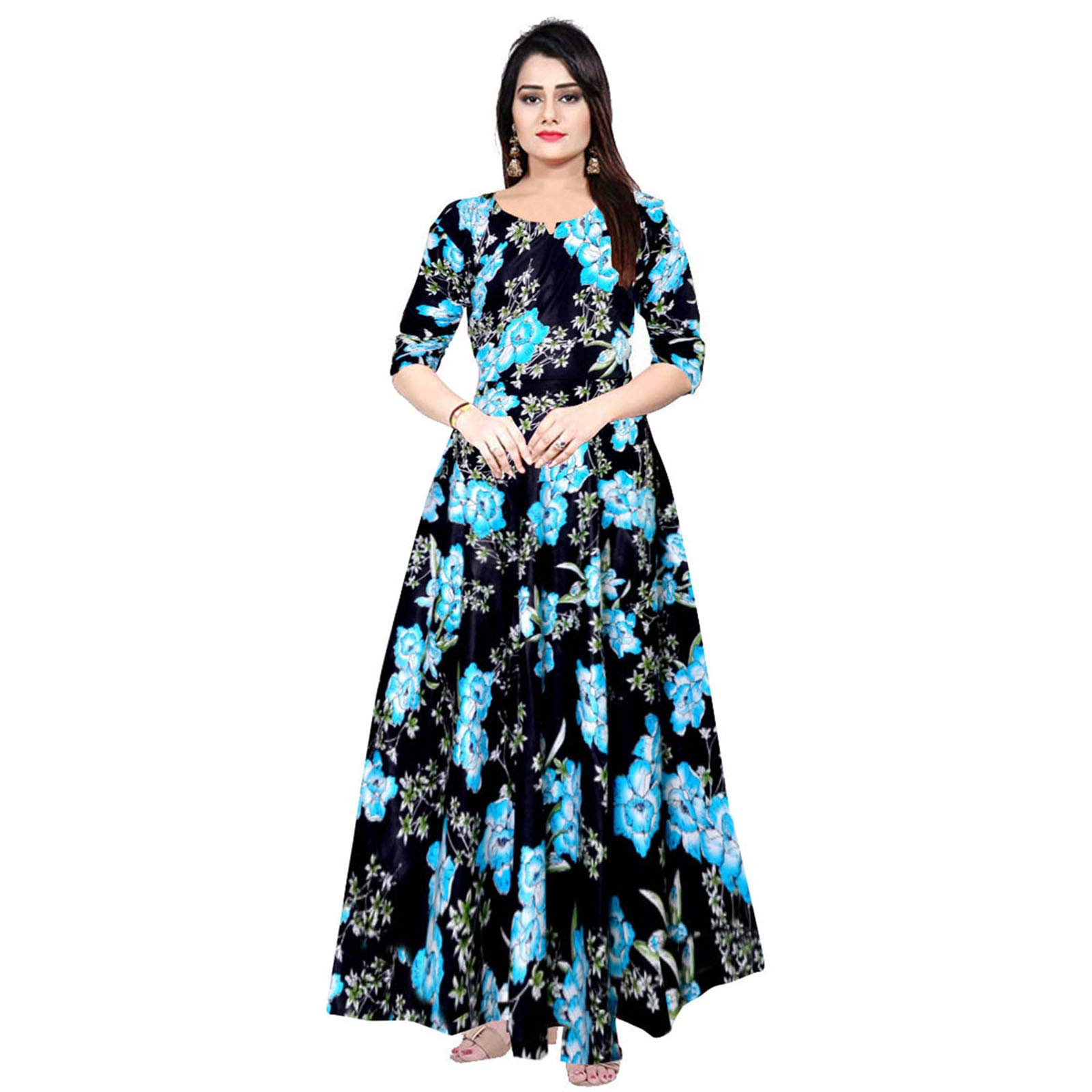 silver organisation Women Stylish Round Neck Anarkali Long Gown Kurties Dresses (Free Size Upto XXL)-picture-39