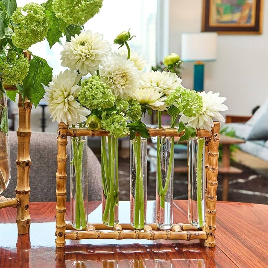 竹製 花篭 2点 [B25226] Amazon.com : Two's Company Natural Bamboo Vase with 5 Glass