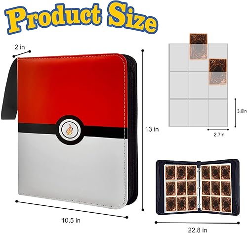 Miniatura 2 de CTPOKO Carpeta de tarjetas para tarjetas intercambiables, tarjetero con 9 bolsillos, 50 fundas extraíbles, 900 tarjetas con cremallera, carpetas