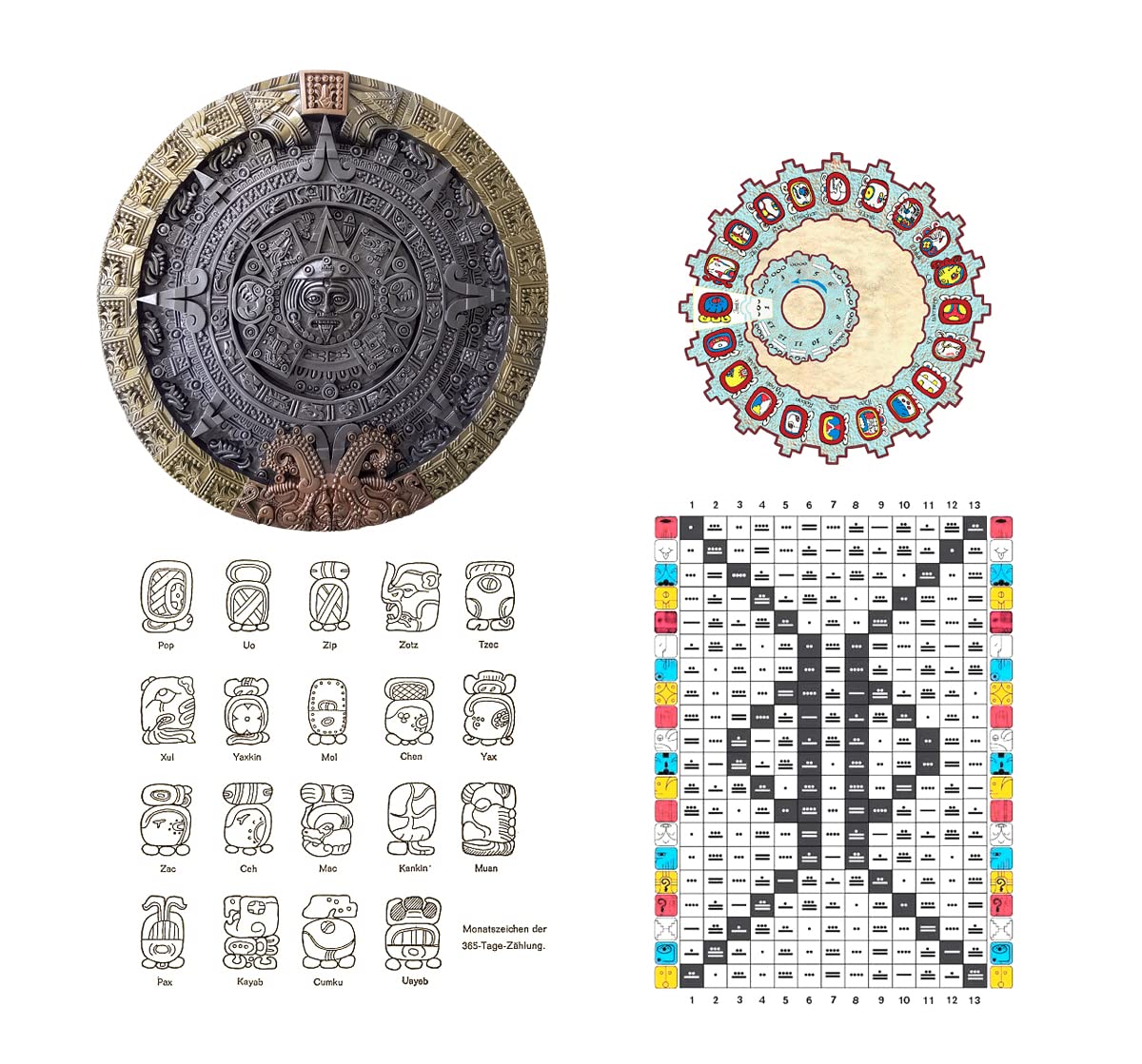 Kalendarz Maya | kalendarz aztecki = relief ścienny 46 cm, replika kalendarza słonecznego, duży kalendarz Majów i aztecki jako imponująca dekoracja ścienna